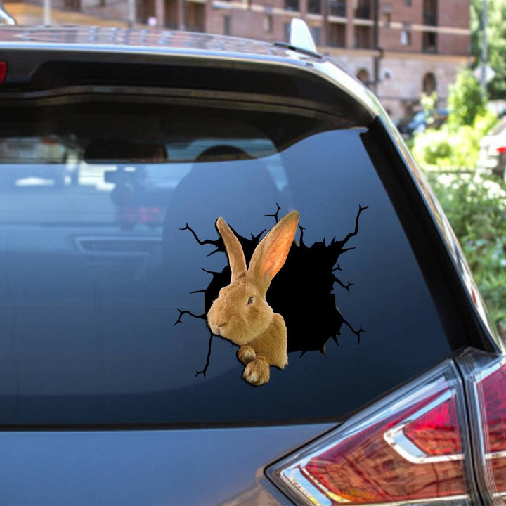 Giant Continental Rabbit Crack Window Decal Custom 3d Car Decal Vinyl Aesthetic Decal Funny Stickers Cute Gift Ideas Ae10557 Car Vinyl Decal Sticker Window Decals, Peel and Stick Wall Decals 12x12IN 2PCS