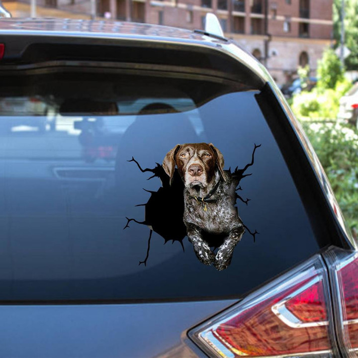 German Shorthaired Pointer Crack Window Decal Custom 3d Car Decal Vinyl Aesthetic Decal Funny Stickers Cute Gift Ideas Ae10550 Car Vinyl Decal Sticker Window Decals, Peel and Stick Wall Decals 12x12IN 2PCS