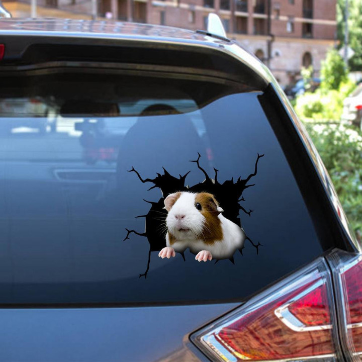 Guinea Pig Crack Window Decal Custom 3d Car Decal Vinyl Aesthetic Decal Funny Stickers Home Decor Gift Ideas Car Vinyl Decal Sticker Window Decals, Peel and Stick Wall Decals 12x12IN 2PCS