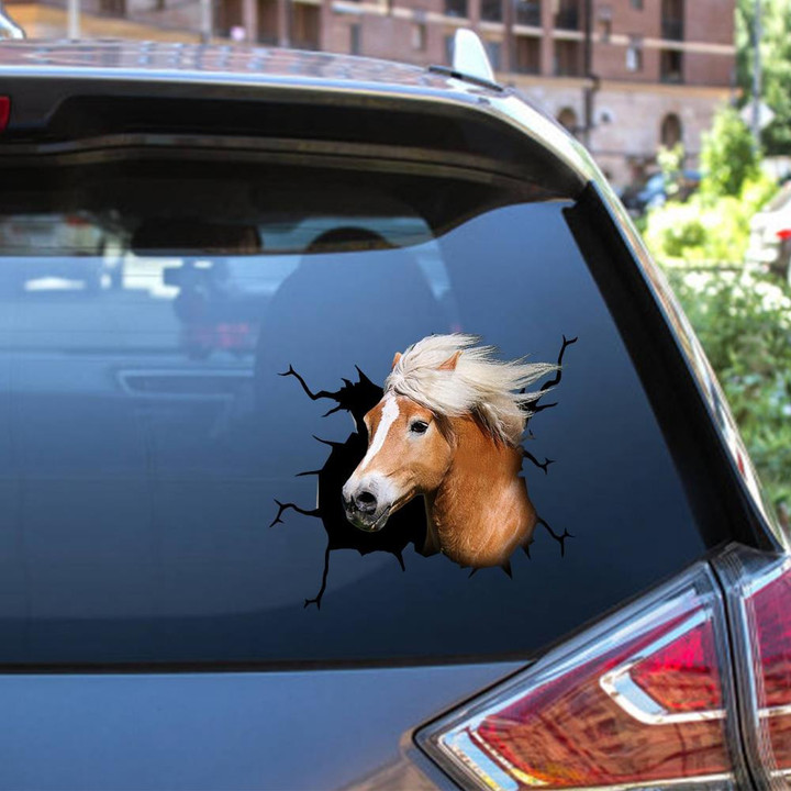 Haflinger Horse Crack Window Decal Custom 3d Car Decal Vinyl Aesthetic Decal Funny Stickers Home Decor Gift Ideas Car Vinyl Decal Sticker Window Decals, Peel and Stick Wall Decals 12x12IN 2PCS
