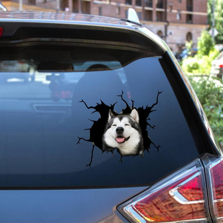 Husky Sibir Crack Window Decal Custom 3d Car Decal Vinyl Aesthetic Decal Funny Stickers Cute Gift Ideas Ae10664 Car Vinyl Decal Sticker Window Decals, Peel and Stick Wall Decals 12x12IN 2PCS