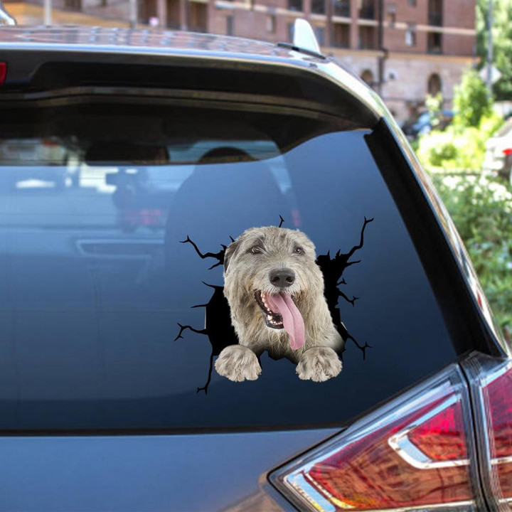 Irish Wolfhound Crack Window Decal Custom 3d Car Decal Vinyl Aesthetic Decal Funny Stickers Cute Gift Ideas Ae10676 Car Vinyl Decal Sticker Window Decals, Peel and Stick Wall Decals 12x12IN 2PCS