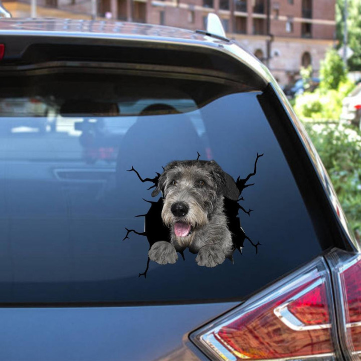 Irish Wolfhound Crack Window Decal Custom 3d Car Decal Vinyl Aesthetic Decal Funny Stickers Cute Gift Ideas Ae10675 Car Vinyl Decal Sticker Window Decals, Peel and Stick Wall Decals 12x12IN 2PCS