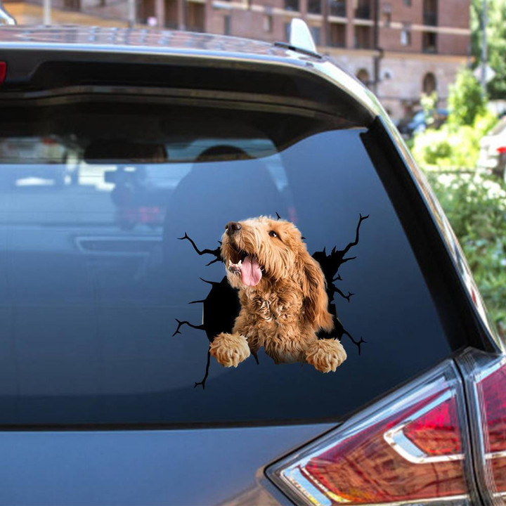 Labradoodle Dog Breeds Dogs Puppy Crack Window Decal Custom 3d Car Decal Vinyl Aesthetic Decal Funny Stickers Cute Gift Ideas Ae10715 Car Vinyl Decal Sticker Window Decals, Peel and Stick Wall Decals 12x12IN 2PCS