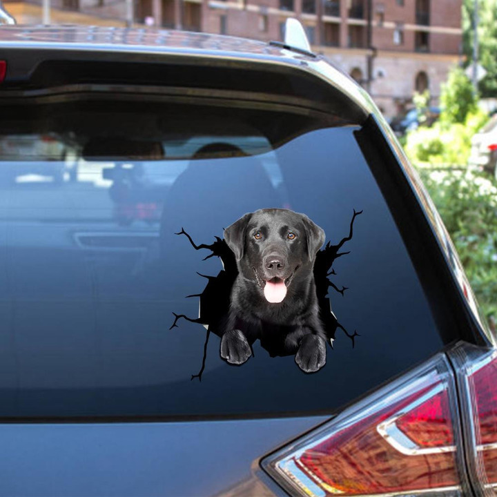Labrador Dog Breeds Dogs Puppy Crack Window Decal Custom 3d Car Decal Vinyl Aesthetic Decal Funny Stickers Cute Gift Ideas Ae10734 Car Vinyl Decal Sticker Window Decals, Peel and Stick Wall Decals 12x12IN 2PCS