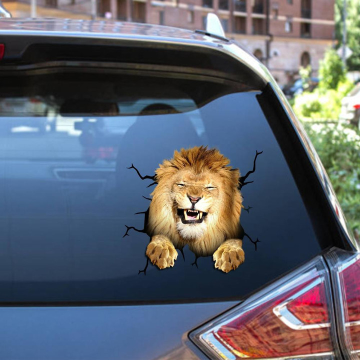 Lion Crack Window Decal Custom 3d Car Decal Vinyl Aesthetic Decal Funny Stickers Home Decor Gift Ideas Car Vinyl Decal Sticker Window Decals, Peel and Stick Wall Decals 12x12IN 2PCS