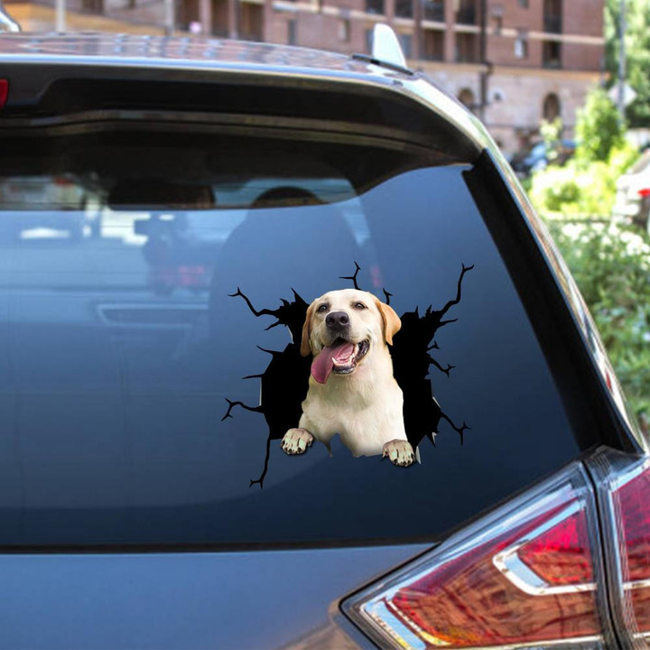 Labrador Dog Breeds Dogs Puppy Retrievers Crack Window Decal Custom 3d Car Decal Vinyl Aesthetic Decal Funny Stickers Cute Gift Ideas Ae10737 Car Vinyl Decal Sticker Window Decals, Peel and Stick Wall Decals 12x12IN 2PCS