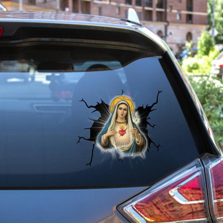 Mary Crack Window Decal Custom 3d Car Decal Vinyl Aesthetic Decal Funny Stickers Cute Gift Ideas Ae10777 Car Vinyl Decal Sticker Window Decals, Peel and Stick Wall Decals 12x12IN 2PCS