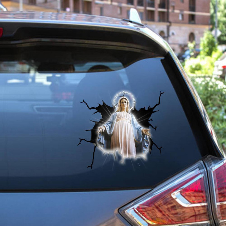 Mary Crack Window Decal Custom 3d Car Decal Vinyl Aesthetic Decal Funny Stickers Home Decor Gift Ideas Car Vinyl Decal Sticker Window Decals, Peel and Stick Wall Decals 12x12IN 2PCS