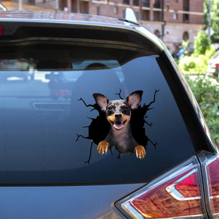 Miniature Pinscher Crack Window Decal Custom 3d Car Decal Vinyl Aesthetic Decal Funny Stickers Cute Gift Ideas Ae10787 Car Vinyl Decal Sticker Window Decals, Peel and Stick Wall Decals 12x12IN 2PCS