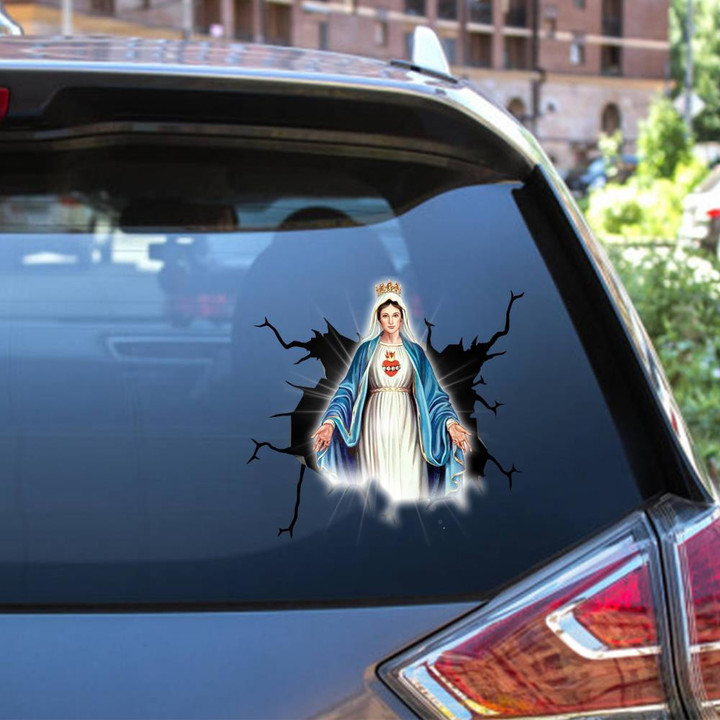 Mary Crack Window Decal Custom 3d Car Decal Vinyl Aesthetic Decal Funny Stickers Cute Gift Ideas Ae10779 Car Vinyl Decal Sticker Window Decals, Peel and Stick Wall Decals 12x12IN 2PCS