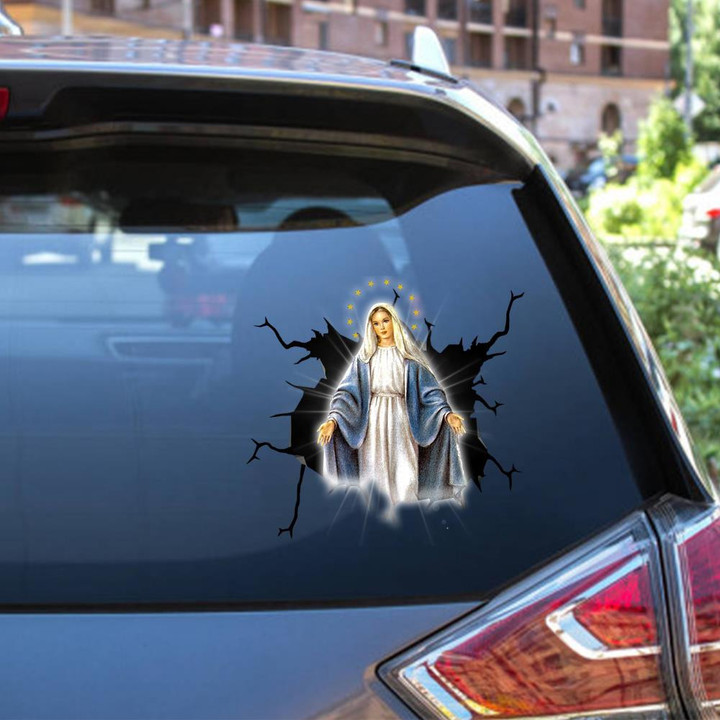 Mary Crack Window Decal Custom 3d Car Decal Vinyl Aesthetic Decal Funny Stickers Cute Gift Ideas Ae10778 Car Vinyl Decal Sticker Window Decals, Peel and Stick Wall Decals 12x12IN 2PCS