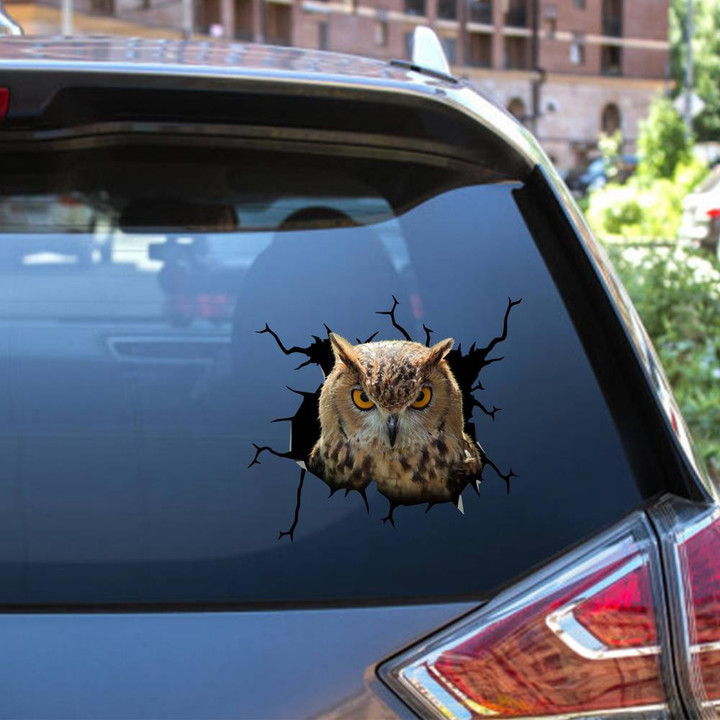 Owl Crack Window Decal Custom 3d Car Decal Vinyl Aesthetic Decal Funny Stickers Cute Gift Ideas Ae10833 Car Vinyl Decal Sticker Window Decals, Peel and Stick Wall Decals 12x12IN 2PCS