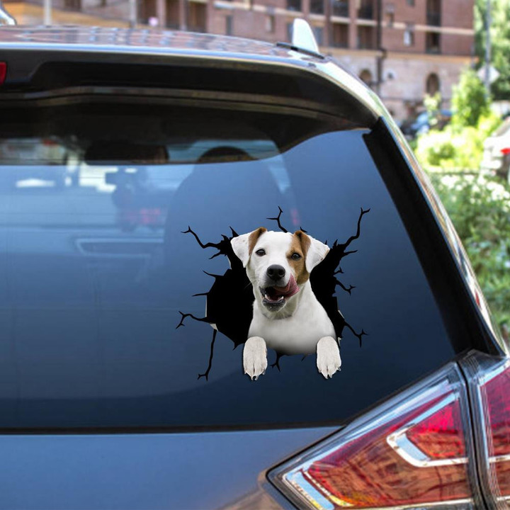 Parson Russell Terrier Crack Window Decal Custom 3d Car Decal Vinyl Aesthetic Decal Funny Stickers Home Decor Gift Ideas Car Vinyl Decal Sticker Window Decals, Peel and Stick Wall Decals 12x12IN 2PCS