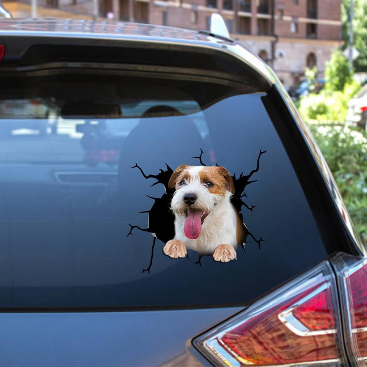 Parson Russell Terrier Crack Window Decal Custom 3d Car Decal Vinyl Aesthetic Decal Funny Stickers Cute Gift Ideas Ae10885 Car Vinyl Decal Sticker Window Decals, Peel and Stick Wall Decals 12x12IN 2PCS