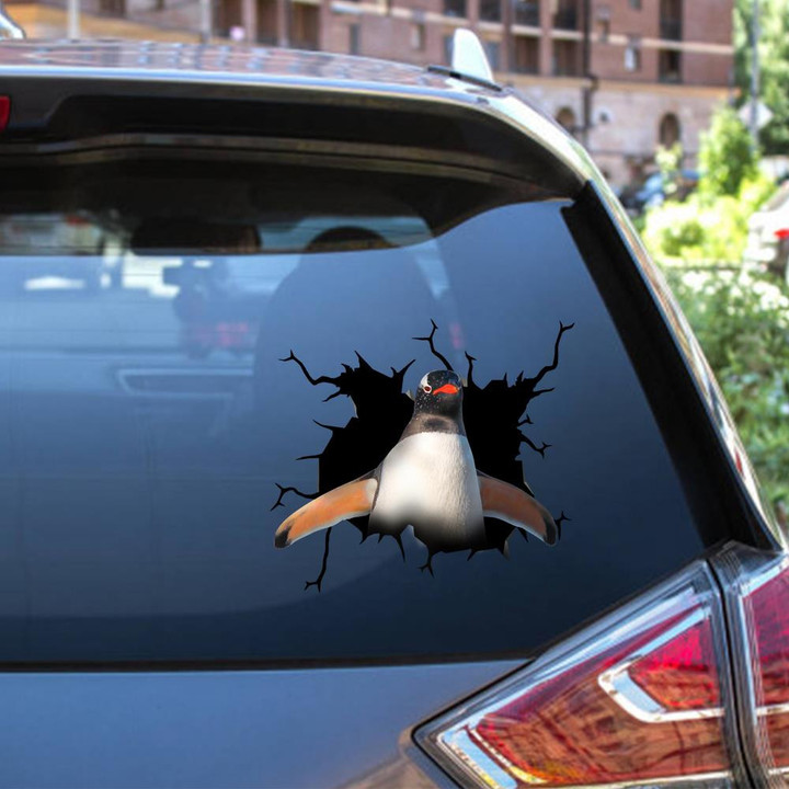 Penguin Crack Window Decal Custom 3d Car Decal Vinyl Aesthetic Decal Funny Stickers Home Decor Gift Ideas Car Vinyl Decal Sticker Window Decals, Peel and Stick Wall Decals 12x12IN 2PCS