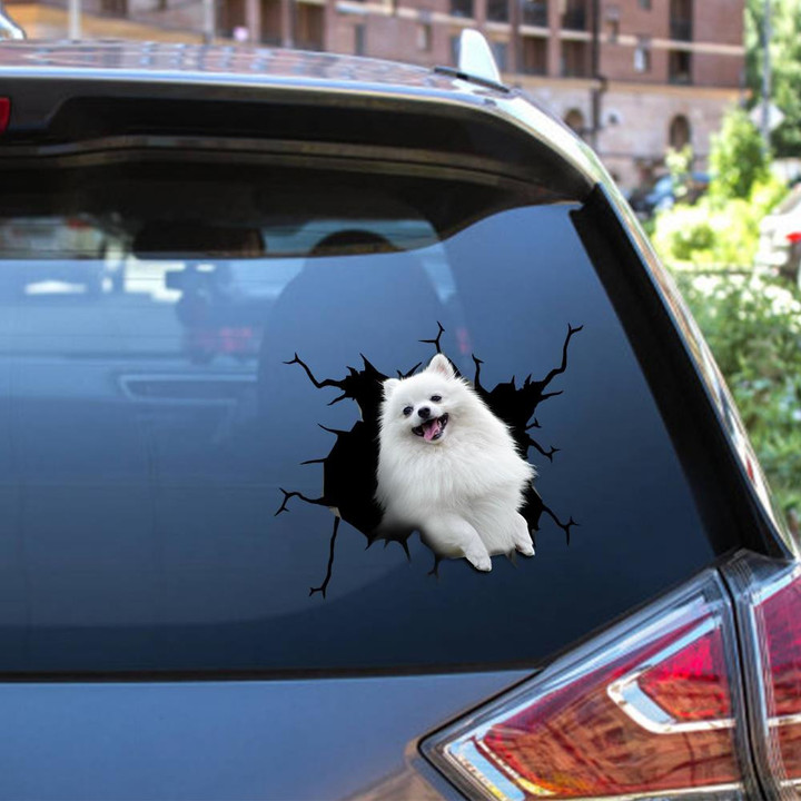 Pomeranian Crack Window Decal Custom 3d Car Decal Vinyl Aesthetic Decal Funny Stickers Cute Gift Ideas Ae10915 Car Vinyl Decal Sticker Window Decals, Peel and Stick Wall Decals 12x12IN 2PCS