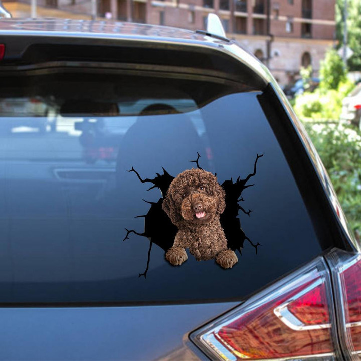 Poodle Dog Breeds Dogs Puppy Camellia Crack Window Decal Custom 3d Car Decal Vinyl Aesthetic Decal Funny Stickers Cute Gift Ideas Ae10932 Car Vinyl Decal Sticker Window Decals, Peel and Stick Wall Decals 12x12IN 2PCS