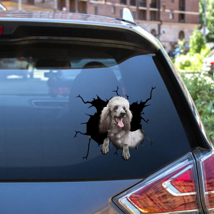 Poodle Dog Breeds Dogs Puppy Crack Window Decal Custom 3d Car Decal Vinyl Aesthetic Decal Funny Stickers Home Decor Gift Ideas Car Vinyl Decal Sticker Window Decals, Peel and Stick Wall Decals 12x12IN 2PCS