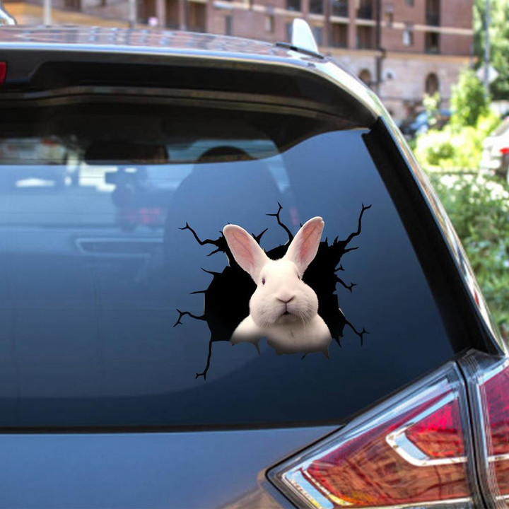 Rabbit Crack Window Decal Custom 3d Car Decal Vinyl Aesthetic Decal Funny Stickers Cute Gift Ideas Ae10967 Car Vinyl Decal Sticker Window Decals, Peel and Stick Wall Decals 12x12IN 2PCS