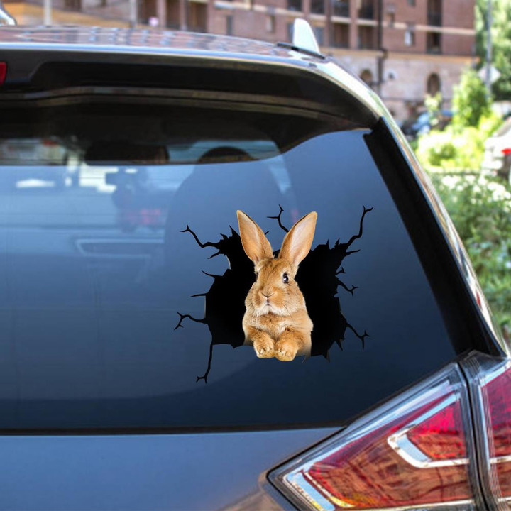 Rabbit Crack Window Decal Custom 3d Car Decal Vinyl Aesthetic Decal Funny Stickers Cute Gift Ideas Ae10977 Car Vinyl Decal Sticker Window Decals, Peel and Stick Wall Decals 12x12IN 2PCS