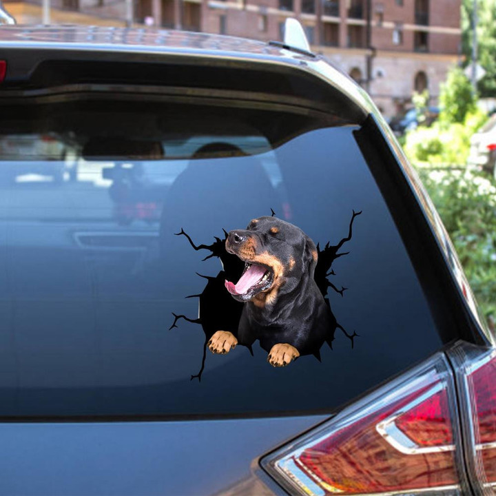 Rottweiler Crack Window Decal Custom 3d Car Decal Vinyl Aesthetic Decal Funny Stickers Cute Gift Ideas Ae11000 Car Vinyl Decal Sticker Window Decals, Peel and Stick Wall Decals 12x12IN 2PCS