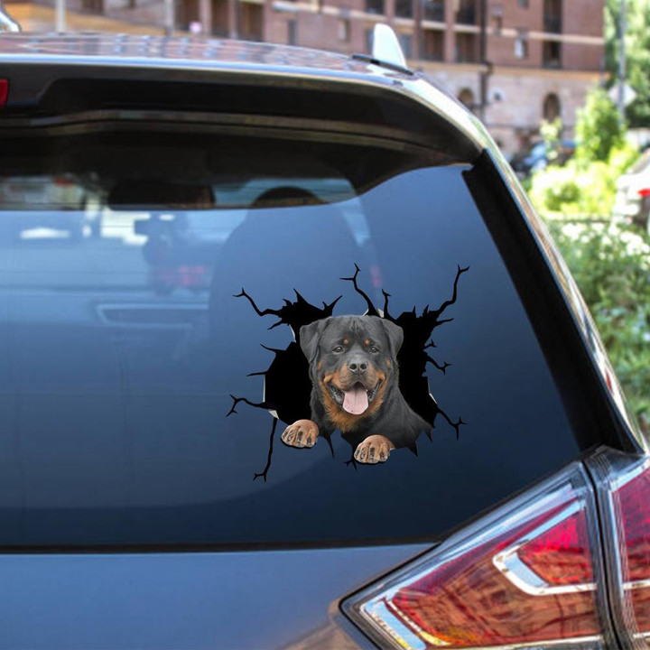 Rottweiter Crack Window Decal Custom 3d Car Decal Vinyl Aesthetic Decal Funny Stickers Home Decor Gift Ideas Car Vinyl Decal Sticker Window Decals, Peel and Stick Wall Decals 12x12IN 2PCS