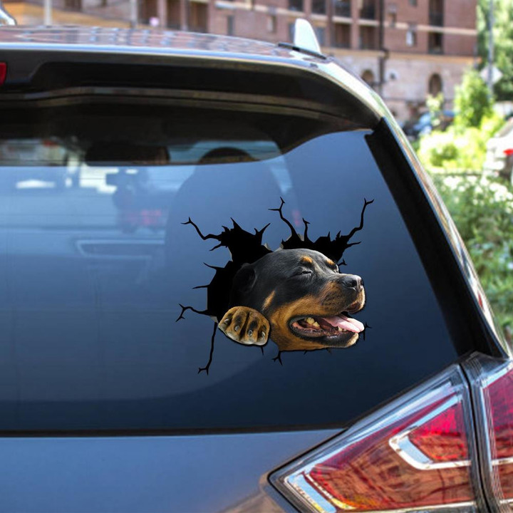 Rottweiler Crack Window Decal Custom 3d Car Decal Vinyl Aesthetic Decal Funny Stickers Cute Gift Ideas Ae11006 Car Vinyl Decal Sticker Window Decals, Peel and Stick Wall Decals 12x12IN 2PCS