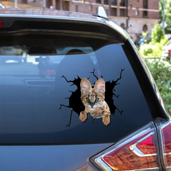 Savannah Cat Crack Window Decal Custom 3d Car Decal Vinyl Aesthetic Decal Funny Stickers Home Decor Gift Ideas Car Vinyl Decal Sticker Window Decals, Peel and Stick Wall Decals 12x12IN 2PCS
