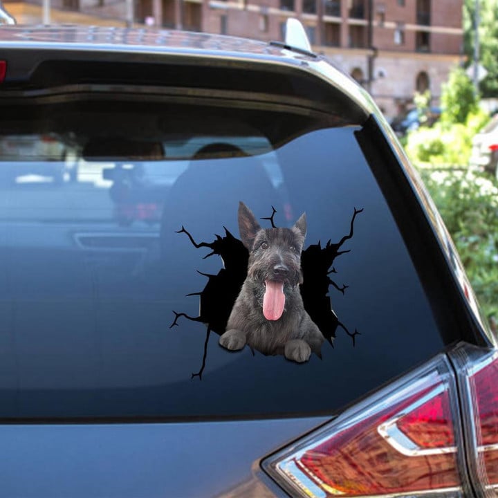 Scottish Terrier Dog Breeds Dogs Puppy Crack Window Decal Custom 3d Car Decal Vinyl Aesthetic Decal Funny Stickers Cute Gift Ideas Ae11040 Car Vinyl Decal Sticker Window Decals, Peel and Stick Wall Decals 12x12IN 2PCS