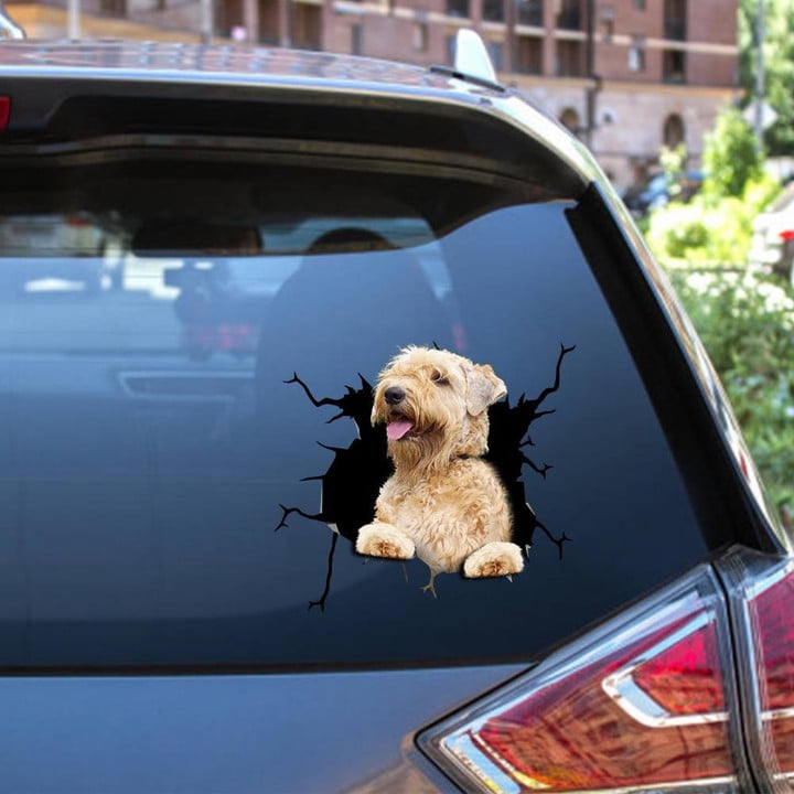 Soft Coated Wheaten Terrier Crack Window Decal Custom 3d Car Decal Vinyl Aesthetic Decal Funny Stickers Home Decor Gift Ideas Car Vinyl Decal Sticker Window Decals, Peel and Stick Wall Decals 12x12IN 2PCS
