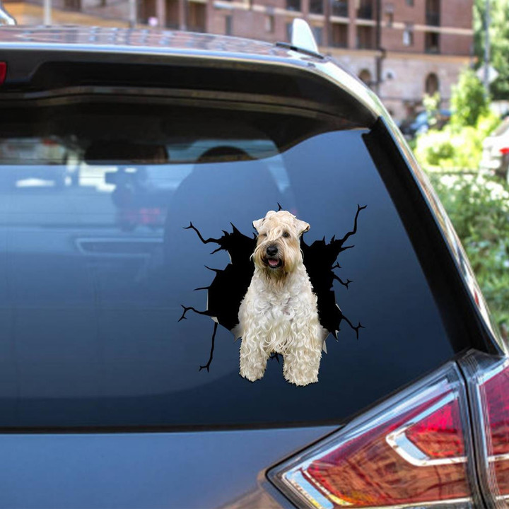 Soft Coated Wheaten Terriers Crack Window Decal Custom 3d Car Decal Vinyl Aesthetic Decal Funny Stickers Home Decor Gift Ideas Car Vinyl Decal Sticker Window Decals, Peel and Stick Wall Decals 12x12IN 2PCS