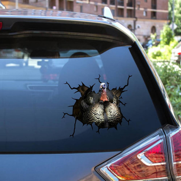 Turkey Crack Window Decal Custom 3d Car Decal Vinyl Aesthetic Decal Funny Stickers Home Decor Gift Ideas Car Vinyl Decal Sticker Window Decals, Peel and Stick Wall Decals 12x12IN 2PCS
