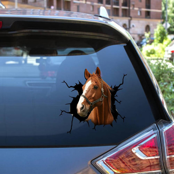 Thoroughbred Horse Crack Window Decal Custom 3d Car Decal Vinyl Aesthetic Decal Funny Stickers Home Decor Gift Ideas Car Vinyl Decal Sticker Window Decals, Peel and Stick Wall Decals 12x12IN 2PCS