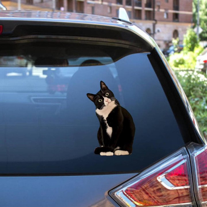Tuxedo Cat Crack Window Decal Custom 3d Car Decal Vinyl Aesthetic Decal Funny Stickers Cute Gift Ideas Ae11168 Car Vinyl Decal Sticker Window Decals, Peel and Stick Wall Decals 12x12IN 2PCS