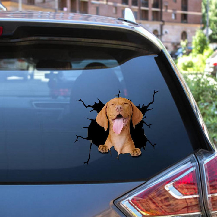 Vizsla Crack Window Decal Custom 3d Car Decal Vinyl Aesthetic Decal Funny Stickers Home Decor Gift Ideas Car Vinyl Decal Sticker Window Decals, Peel and Stick Wall Decals 12x12IN 2PCS