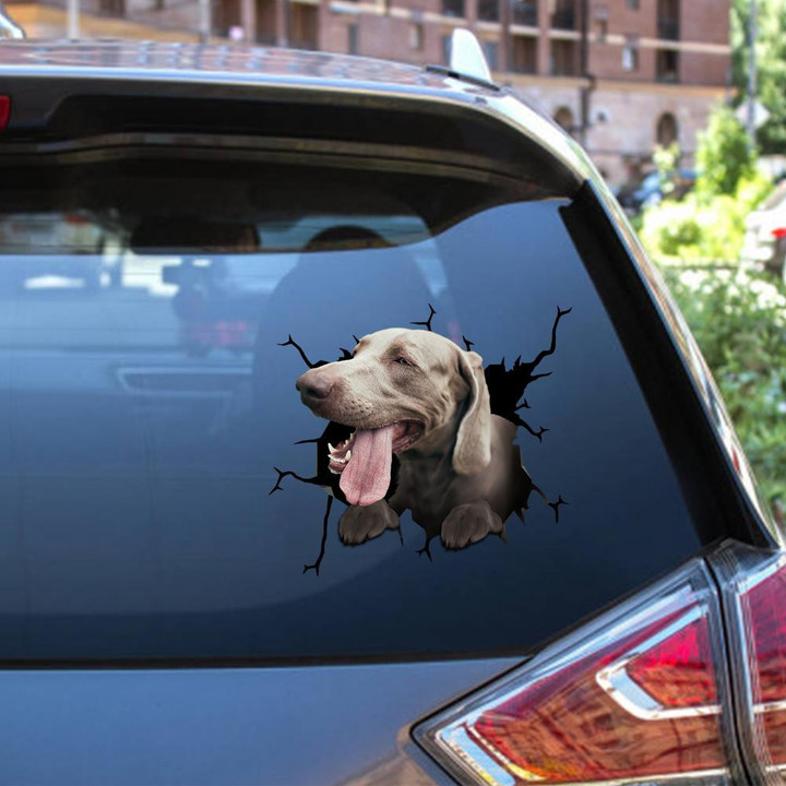 Weimaraner Crack Window Decal Custom 3d Car Decal Vinyl Aesthetic Decal Funny Stickers Cute Gift Ideas Ae11179 Car Vinyl Decal Sticker Window Decals, Peel and Stick Wall Decals 12x12IN 2PCS