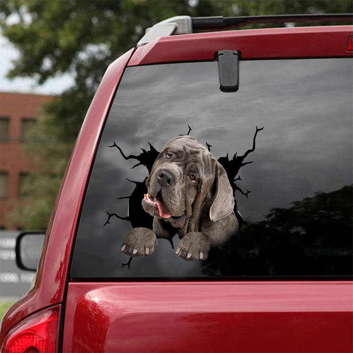 Neapolitan Mastiff Crack Sticker For Car Likeable Anime Car Decals Gifts For Dad, Car Name Sticker Design 12x12IN 2PCS