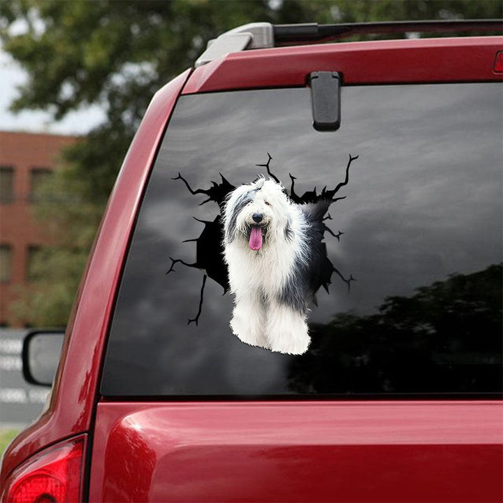 Old English Sheepdog Crack Decal Window Wiper Funny Wall Decor Custom Made Stickers , Rear Wiper Decal 12x12IN 2PCS
