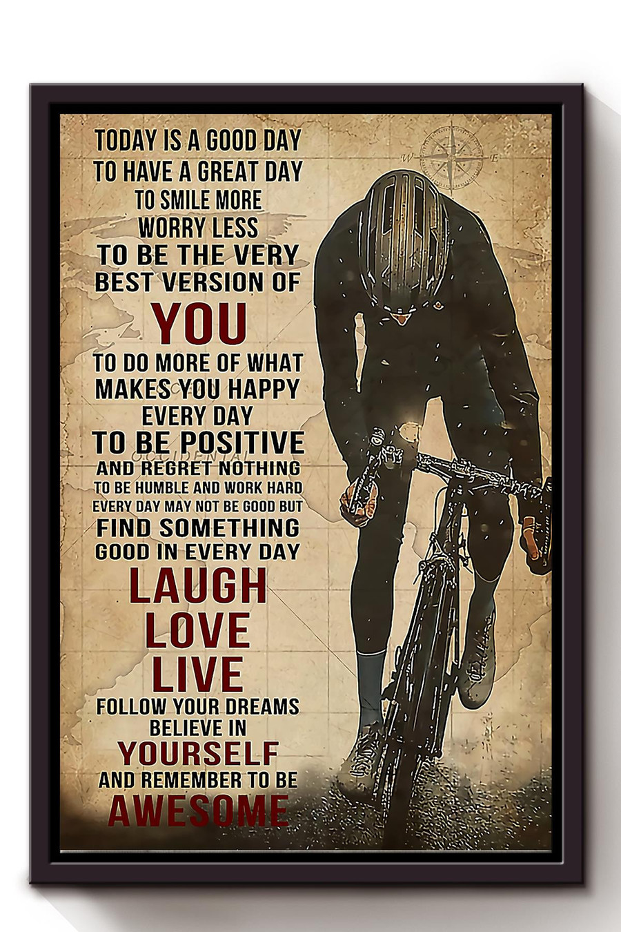 Inspirational Cycling Quotes Framed Matte Canvas