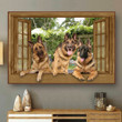 German Shepherd 3D Window View Canvas Painting Art Wall Decor Dogs Lover Framed Prints, Canvas Paintings Wrapped Canvas 8x10