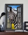Zebra 3D Window View Canvas Painting Art Wild Animals Gift For Friend No Frame Framed Prints, Canvas Paintings Wrapped Canvas 8x10