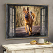 German Shepherd 3D Window View Wall Arts Painting Prints Th0400-Ptd Framed Prints, Canvas Paintings Framed Matte Canvas 8x10