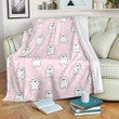 Lovely White Polar Bear Pattern In Pink Printed Fleece Blanket