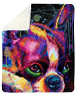 Boston Terrier Water Color Giving Dog Lovers Fleece Blanket Sherpa Blanket
