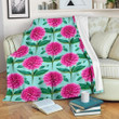 Pink Dahlia Pattern Print Design Fleece Blanket
