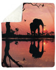 Elephant Sunset Beautiful Gifts Idea Fleece Blanket