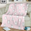 Lovely White Polar Bear Pattern In Pink Printed Fleece Blanket