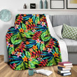 Neon Colorful Heliconia Pattern Print Design Fleece Blanket