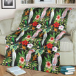 Hummingbird Tropical Flower Pattern Print Design Fleece Blanket